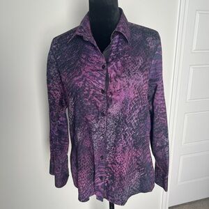 Westbound Purple and Pink Animal Print and Flowers Cotton Women's Top size L